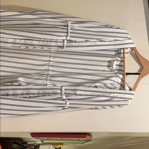Black and white stripe silk like robe
